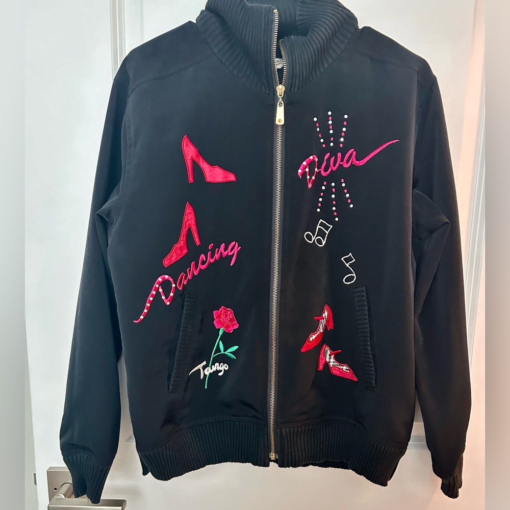 Music Dancing vintage embroidered bomber jacket medium
